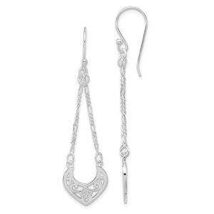 Kazi Luxury Sterling Silver Rhodium-plated Filigree Dangle Earrings